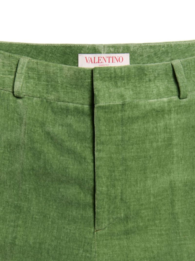 Jacquard-hem Velvet Trousers