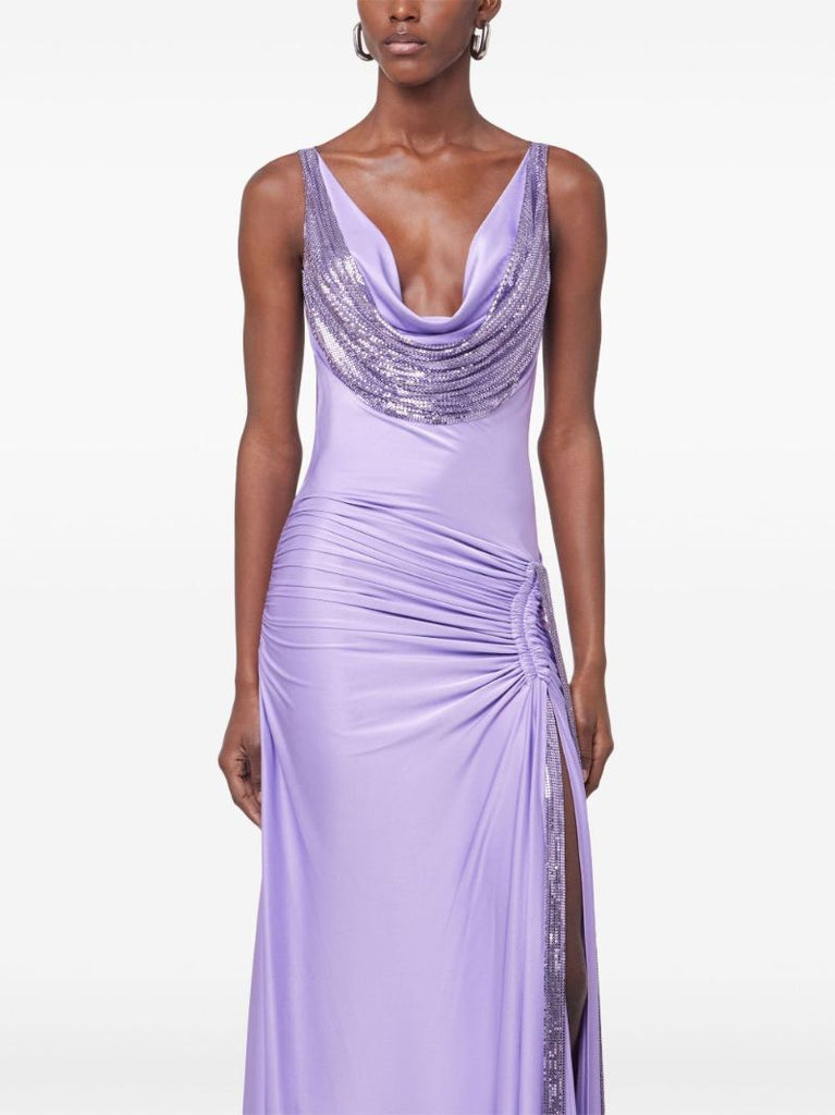 Mesh-embellished Maxi Dress