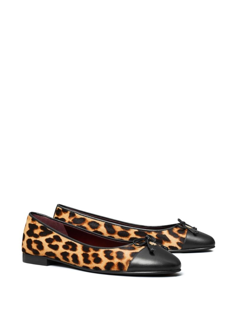 Brown Cap-toe Ballet Pumps