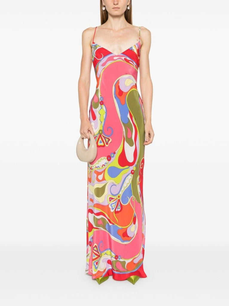 Orchidee-print Maxi Dress
