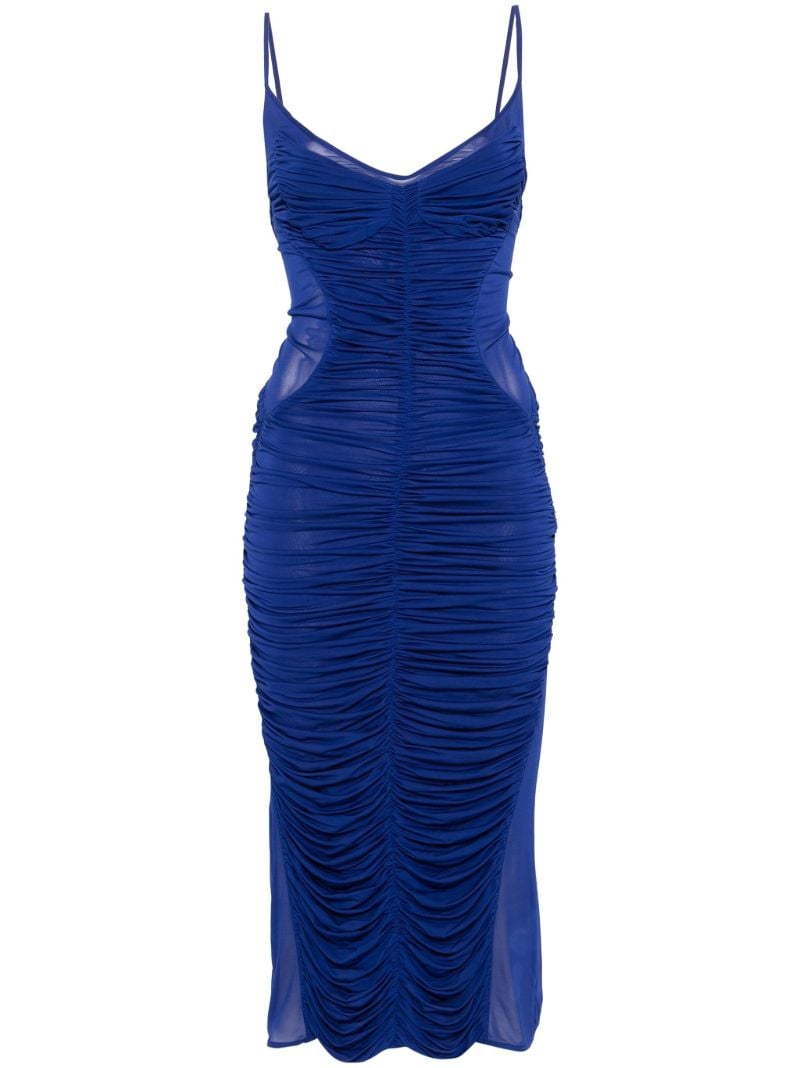 Ruched Sheer Midi Dress