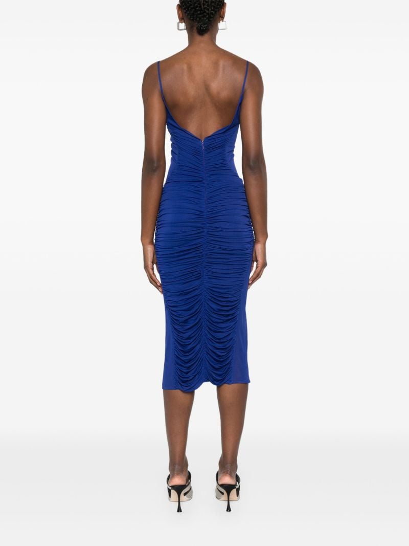 Ruched Sheer Midi Dress
