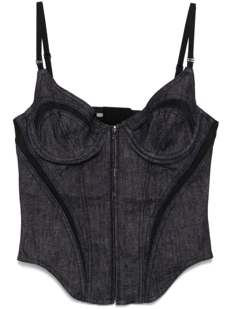 Black Mesh-panelled Corset Top