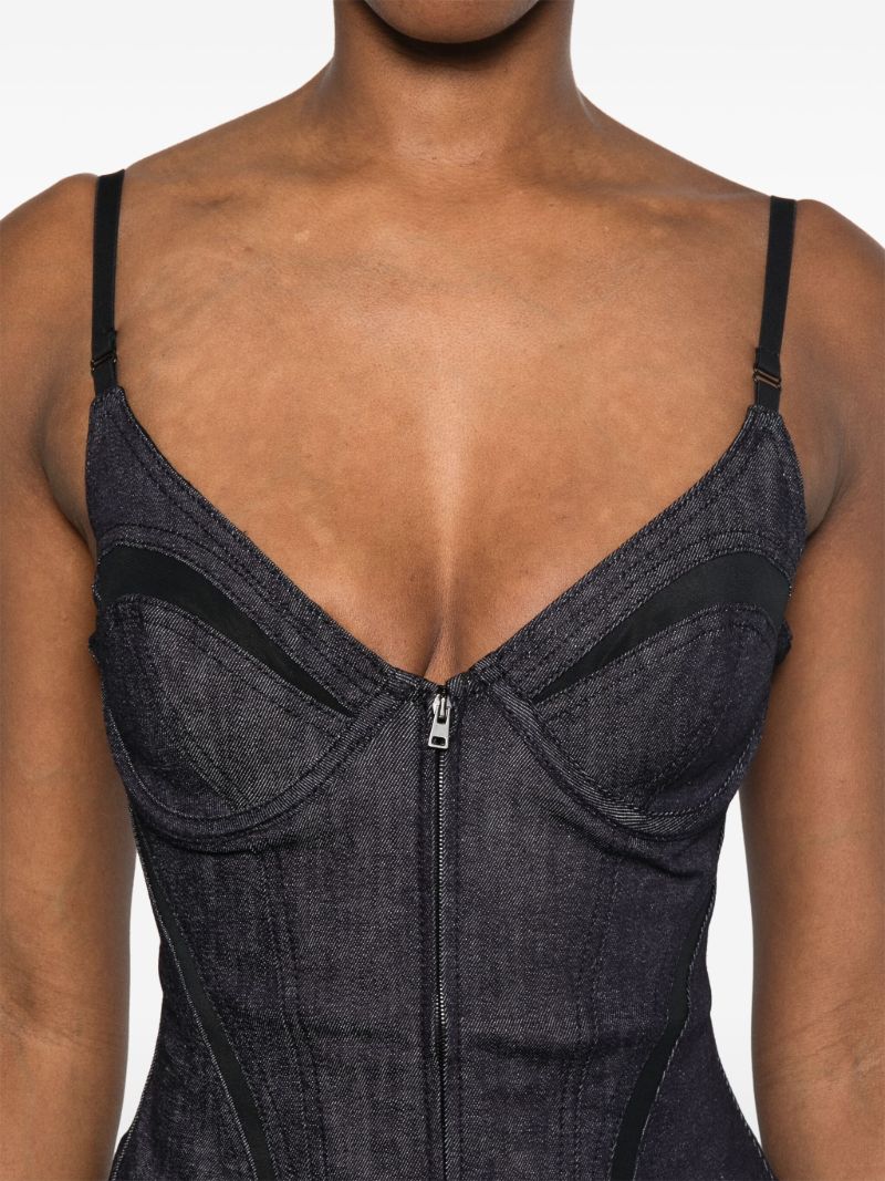 Black Mesh-panelled Corset Top