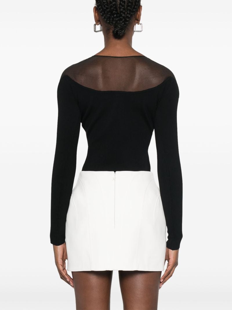 Black Sheer-panelled Bodysuit