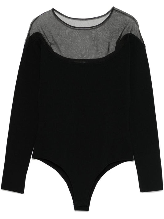 Black Sheer-panelled Bodysuit