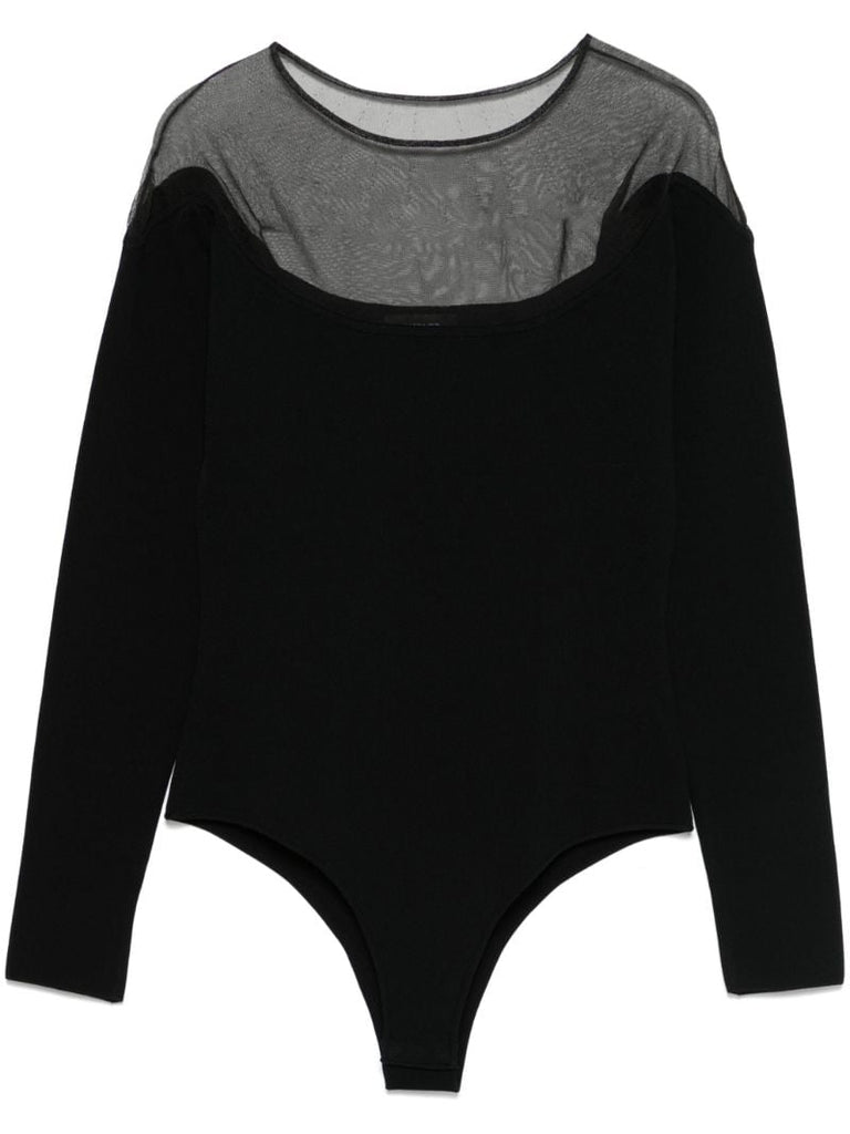 Black Sheer-panelled Bodysuit