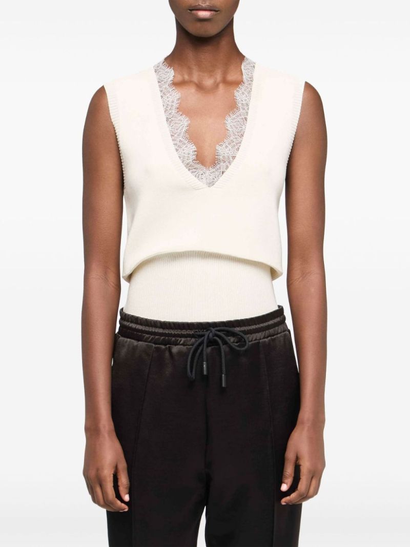 Lace-trim Knit Top