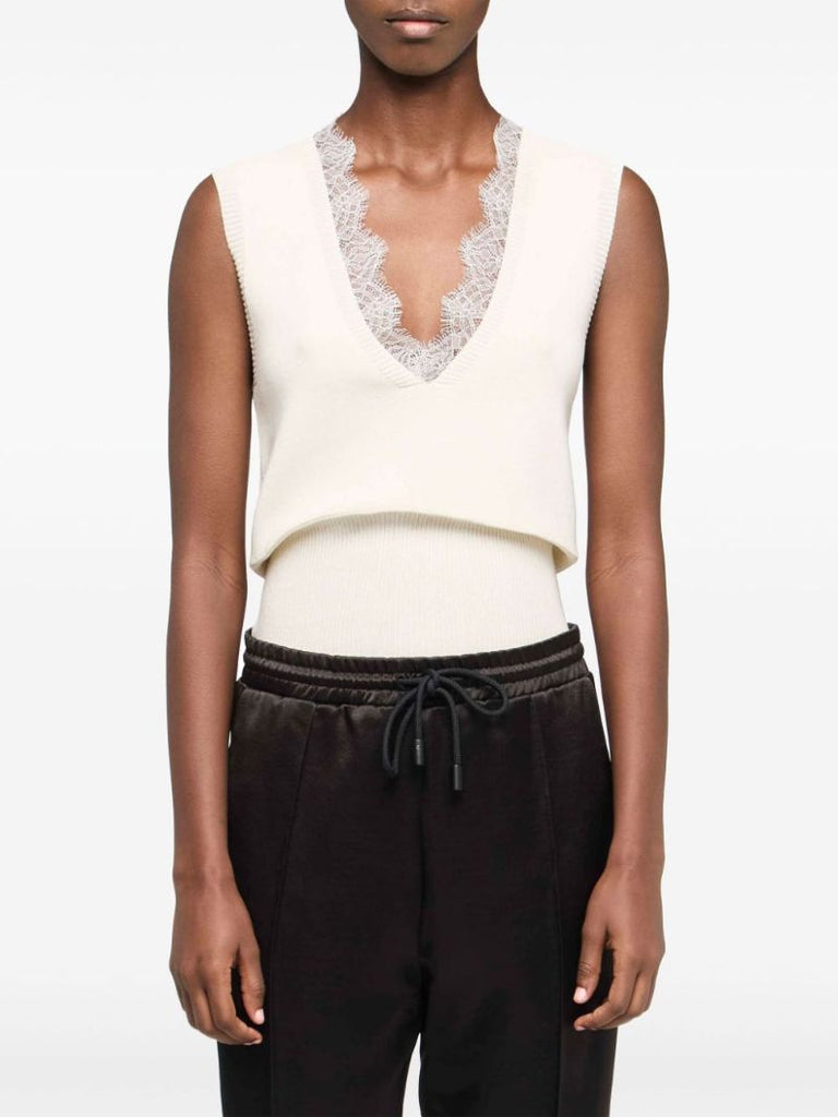 Lace-trim Knit Top