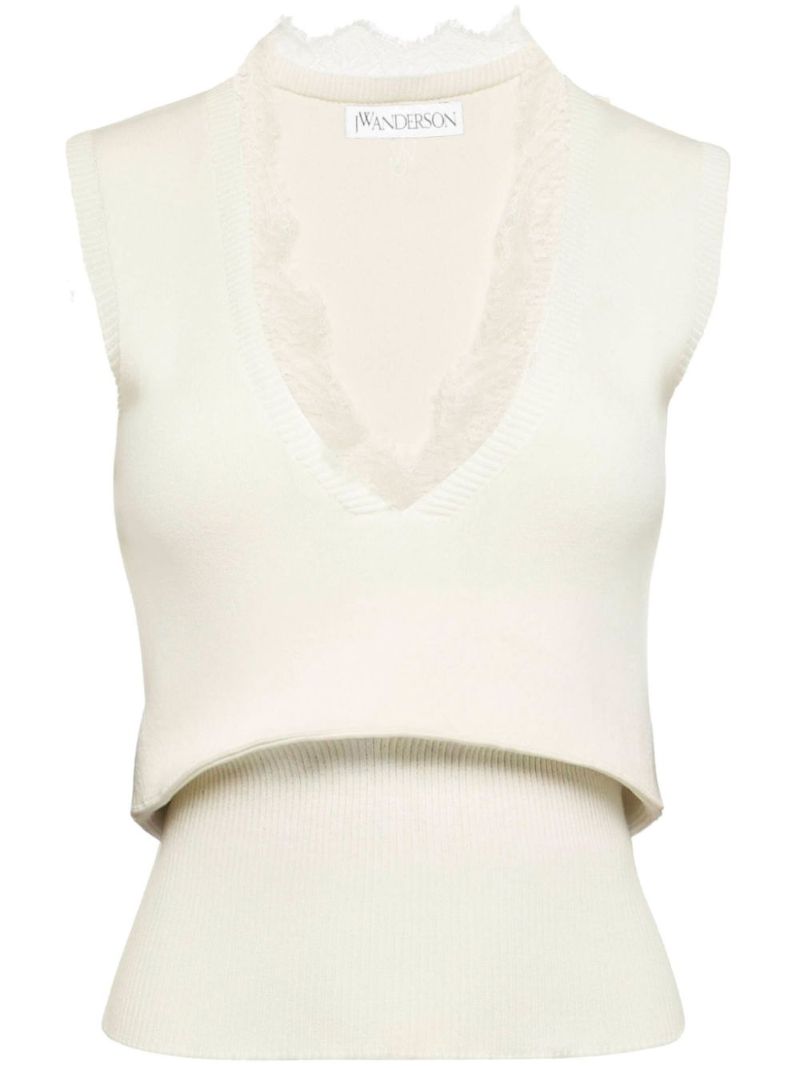 Lace-trim Knit Top
