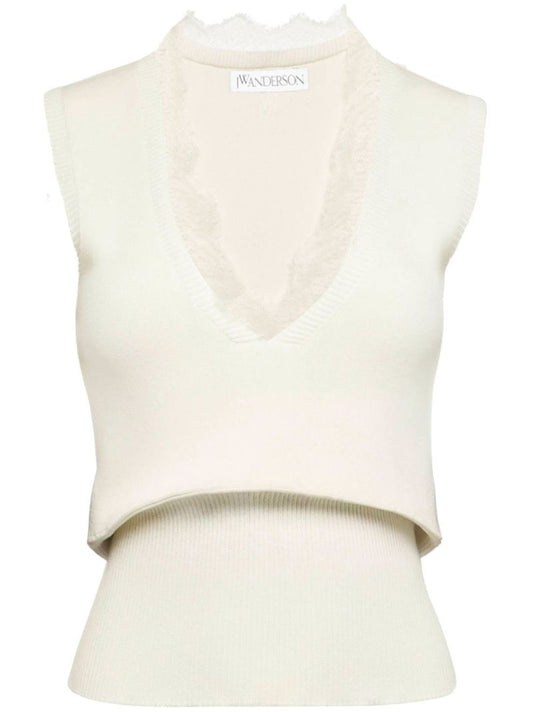 Lace-trim Knit Top