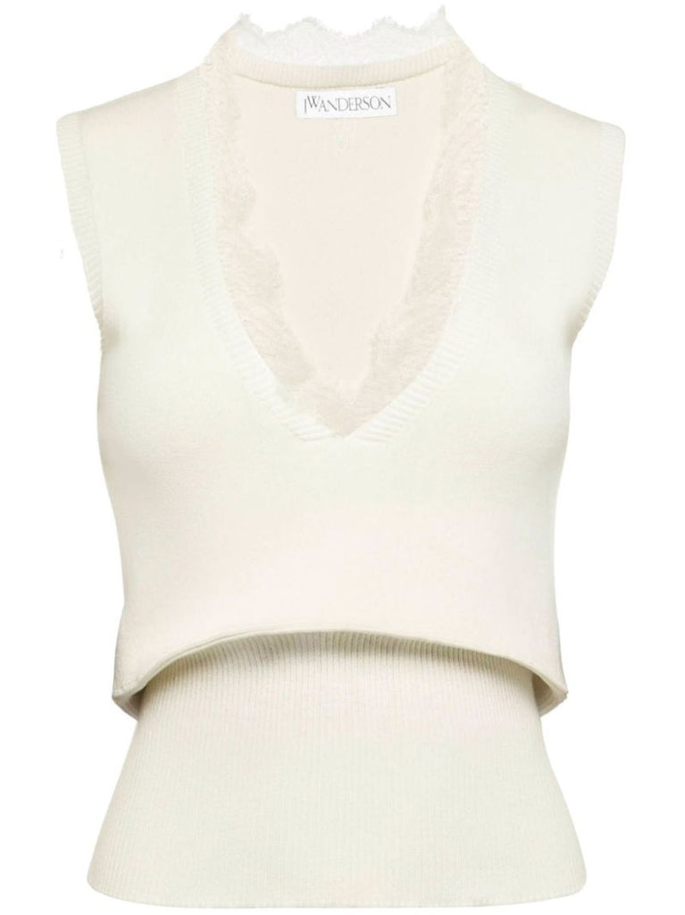 Lace-trim Knit Top