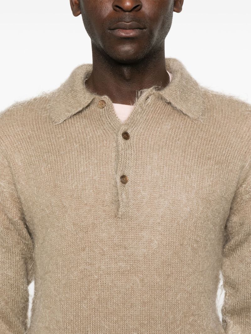 Brushed Super Kid Mohair Polo Sweater