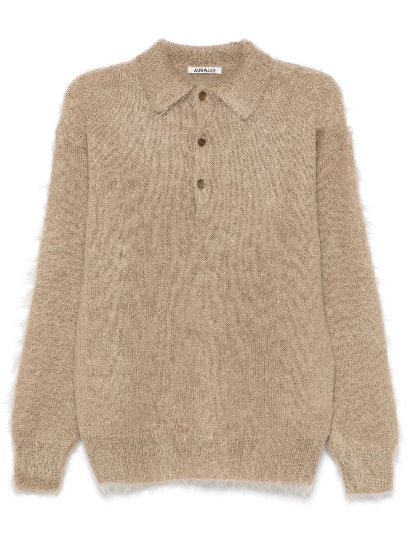 Brushed Super Kid Mohair Polo Sweater