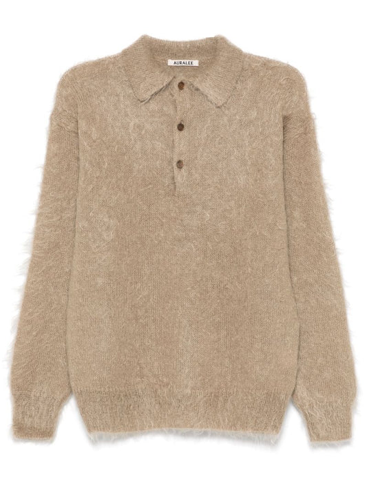Brushed Super Kid Mohair Polo Sweater