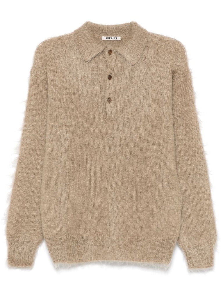 Brushed Super Kid Mohair Polo Sweater