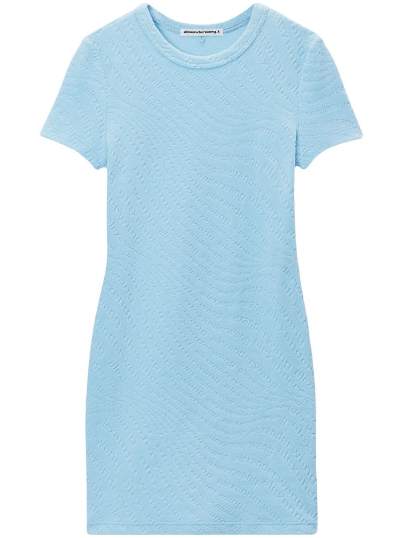 Jacquarded Short-sleeve Mini Dress