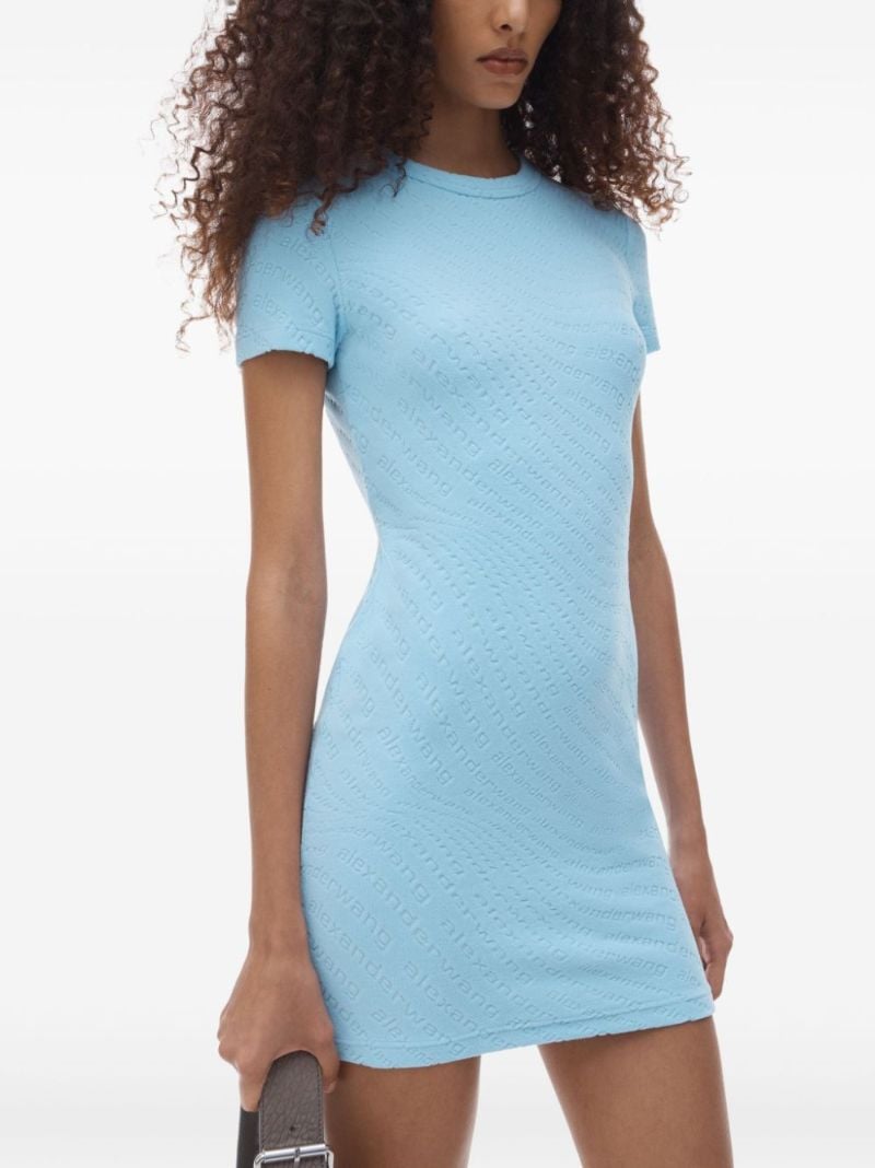 Jacquarded Short-sleeve Mini Dress