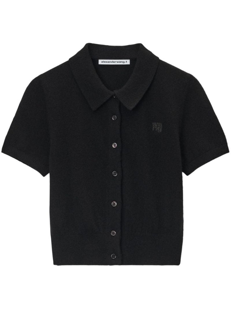 Black Logo-embroidered Cardigan