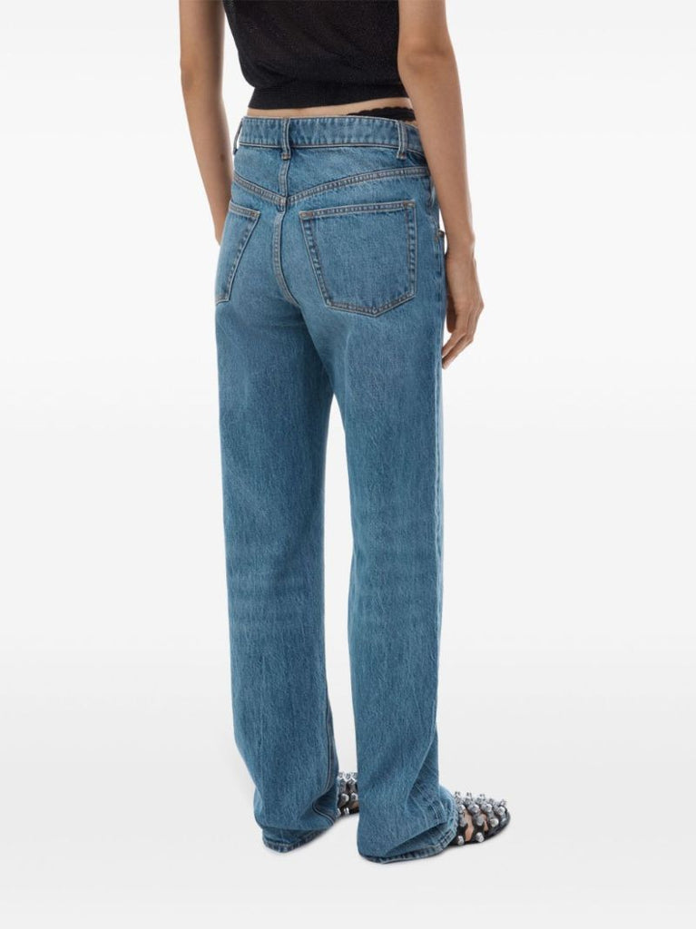 Blue Lace-waistband Jeans