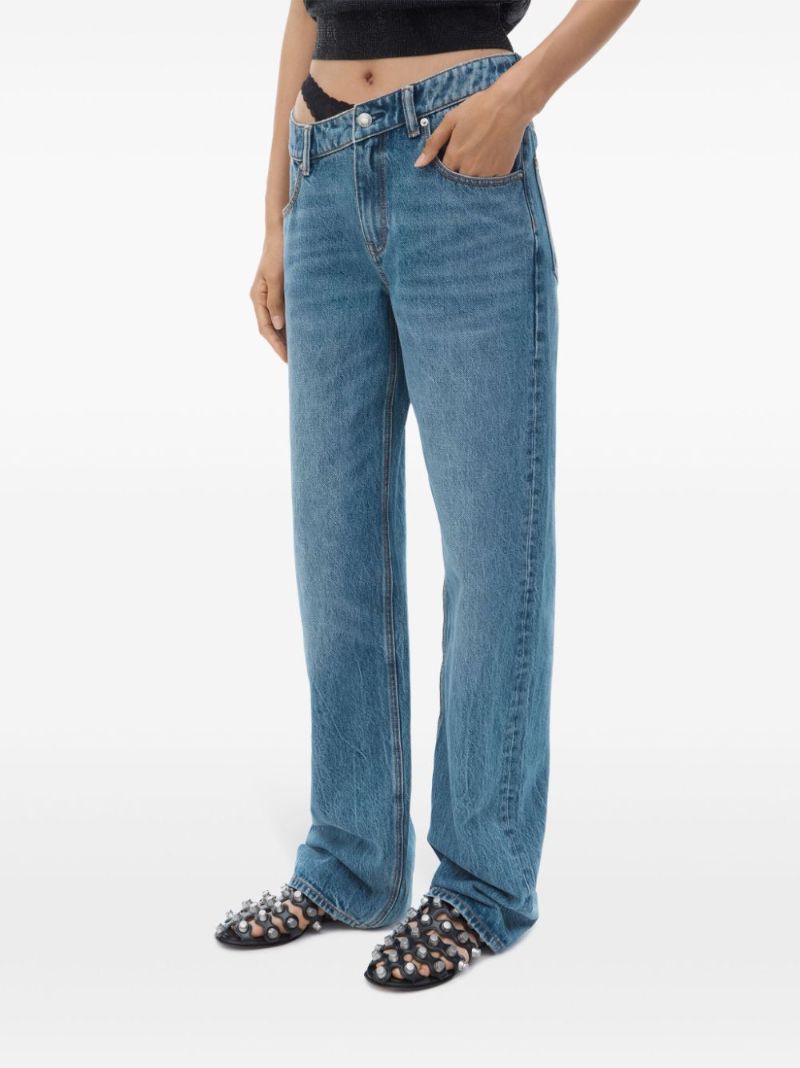 Blue Lace-waistband Jeans