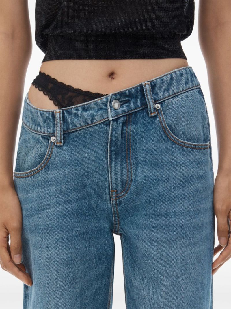 Blue Lace-waistband Jeans