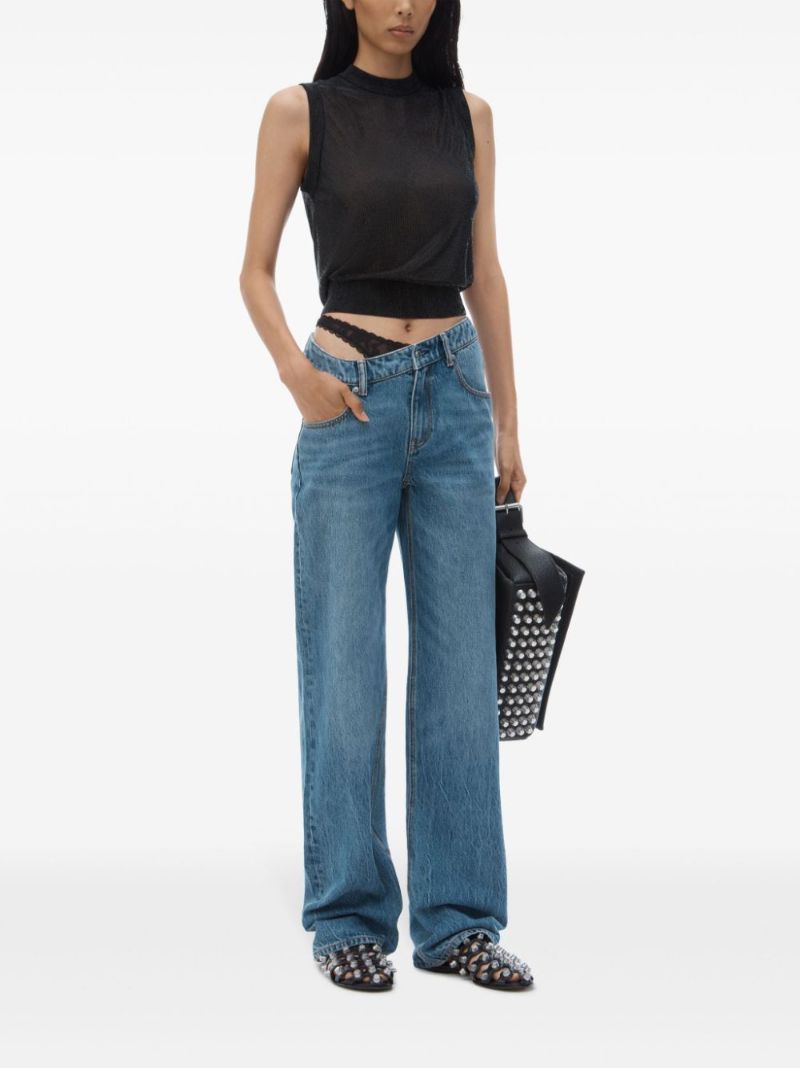 Blue Lace-waistband Jeans