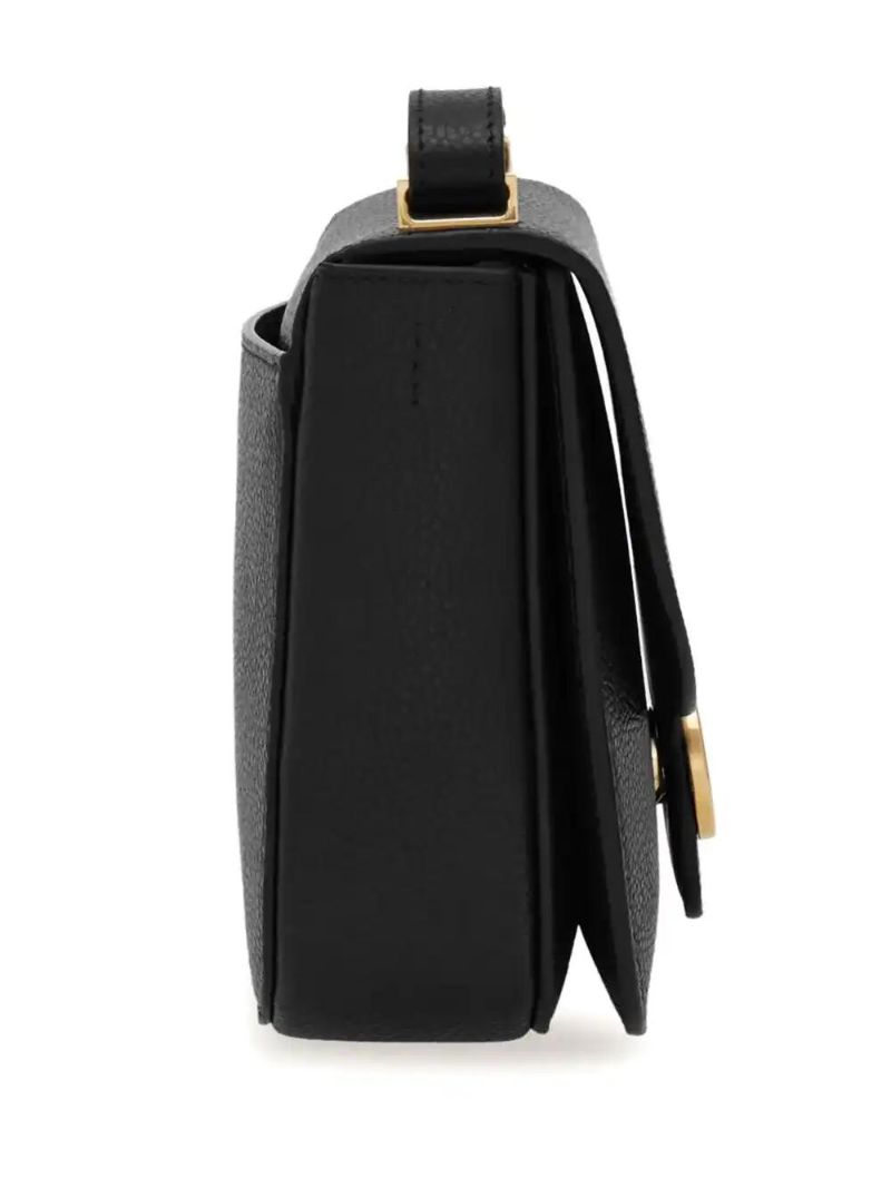 Black Double Gancini Cross Body Bag