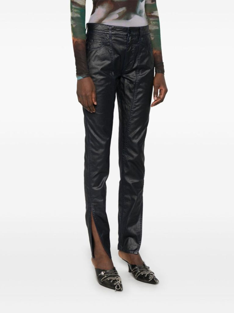 Blue Wax-effect Trousers