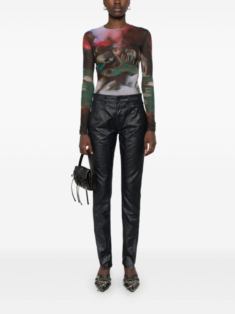 Blue Wax-effect Trousers