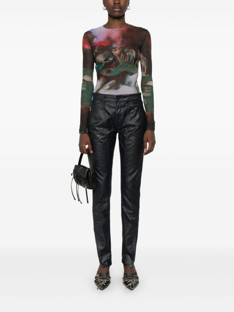 Blue Wax-effect Trousers