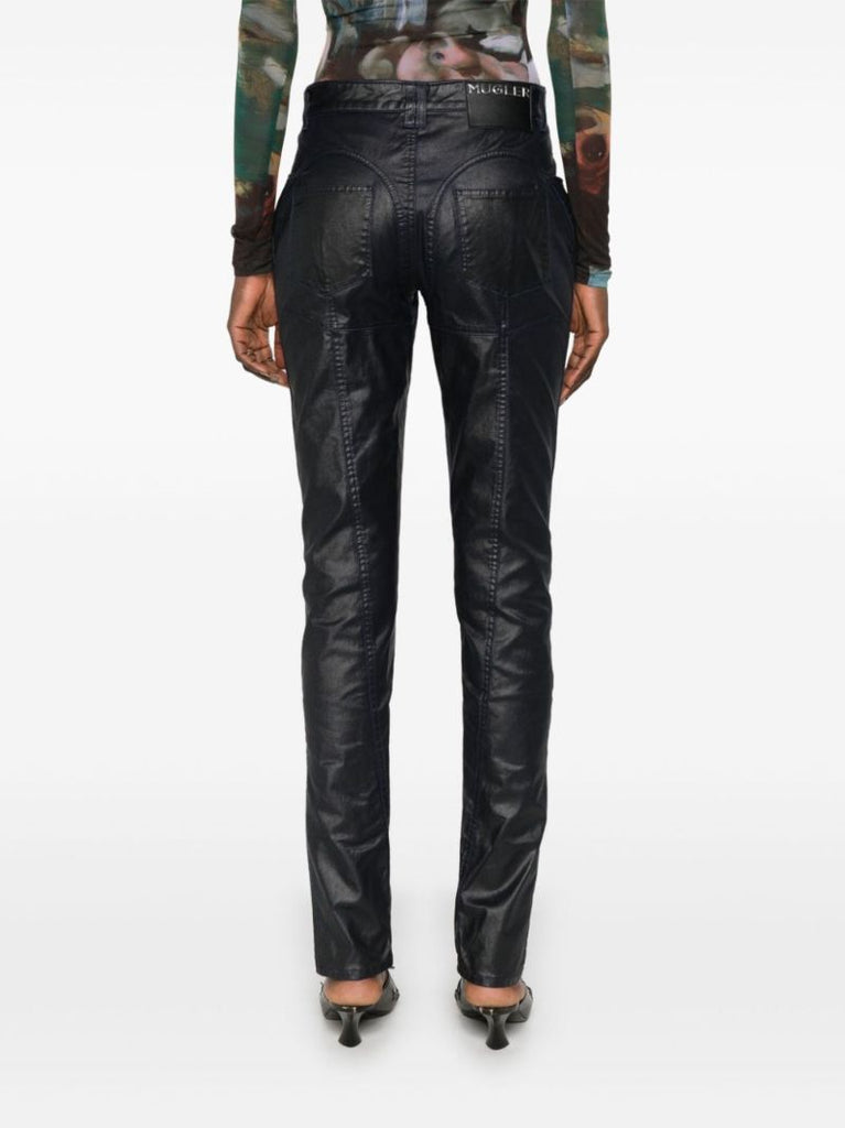 Blue Wax-effect Trousers