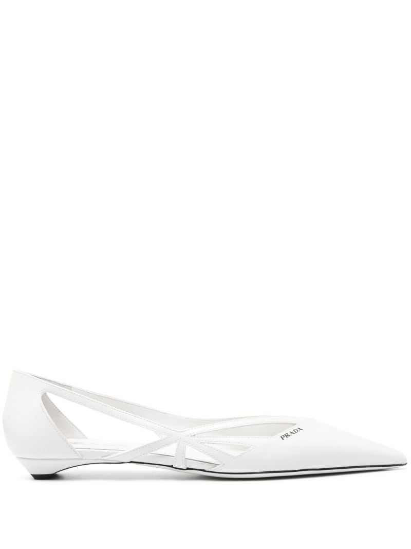 White Cut-out Ballet Pumps