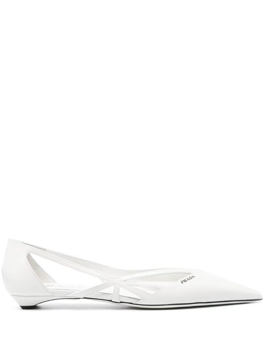 White Cut-out Ballet Pumps