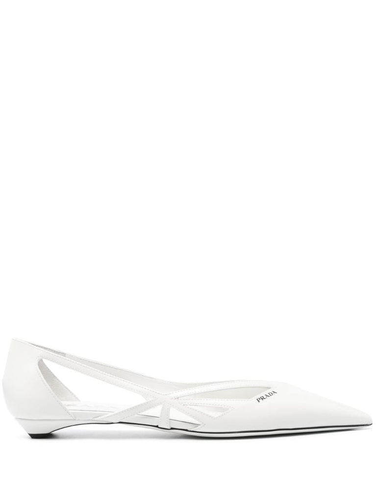White Cut-out Ballet Pumps