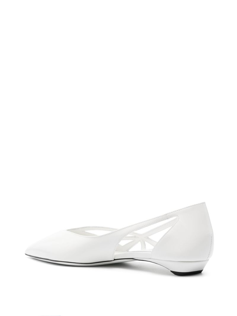 White Cut-out Ballet Pumps