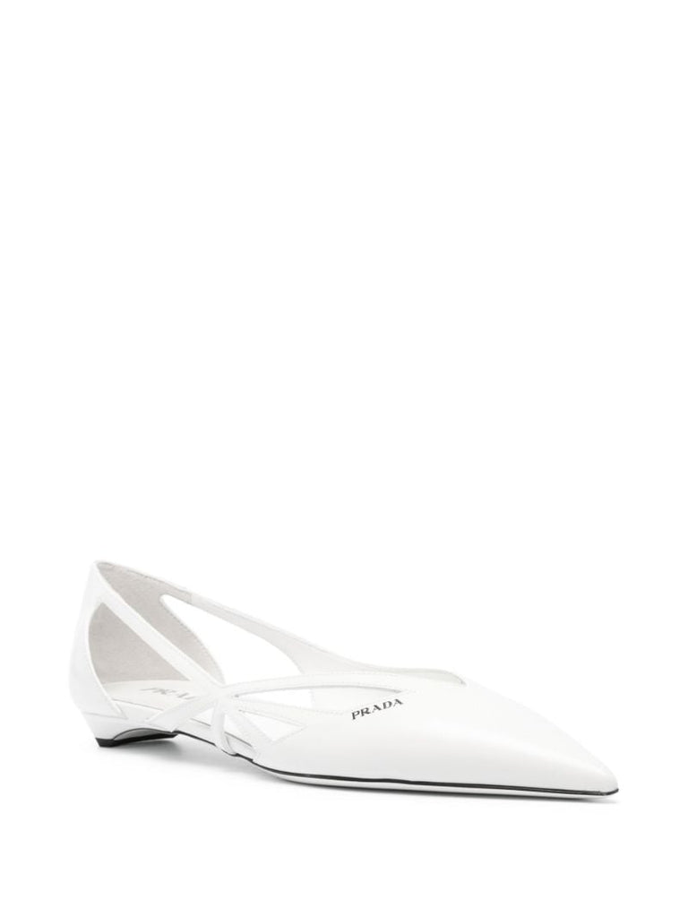 White Cut-out Ballet Pumps