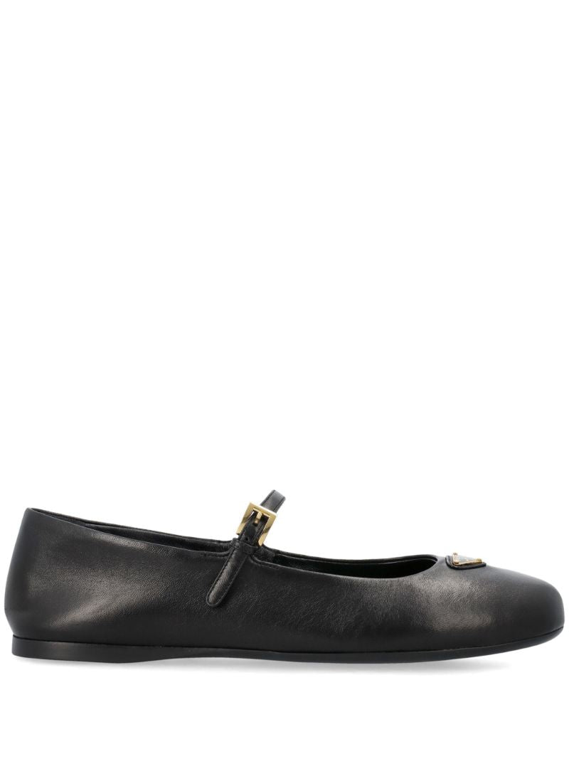 Black Leather Ballet Pumps