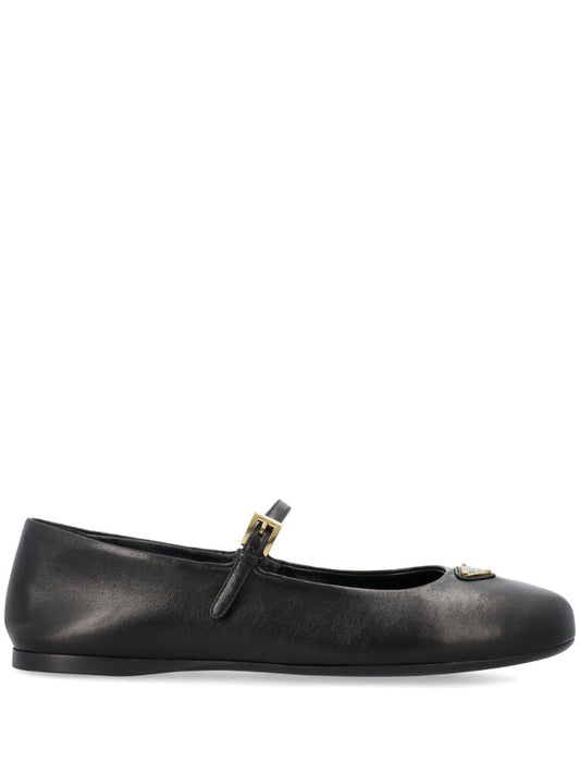 Black Leather Ballet Pumps