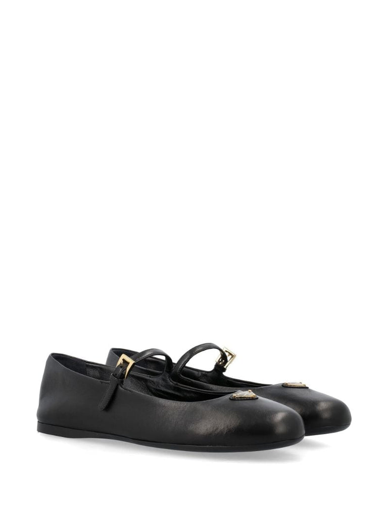 Black Leather Ballet Pumps