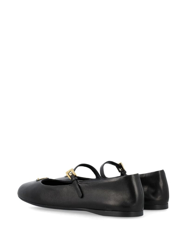 Black Leather Ballet Pumps