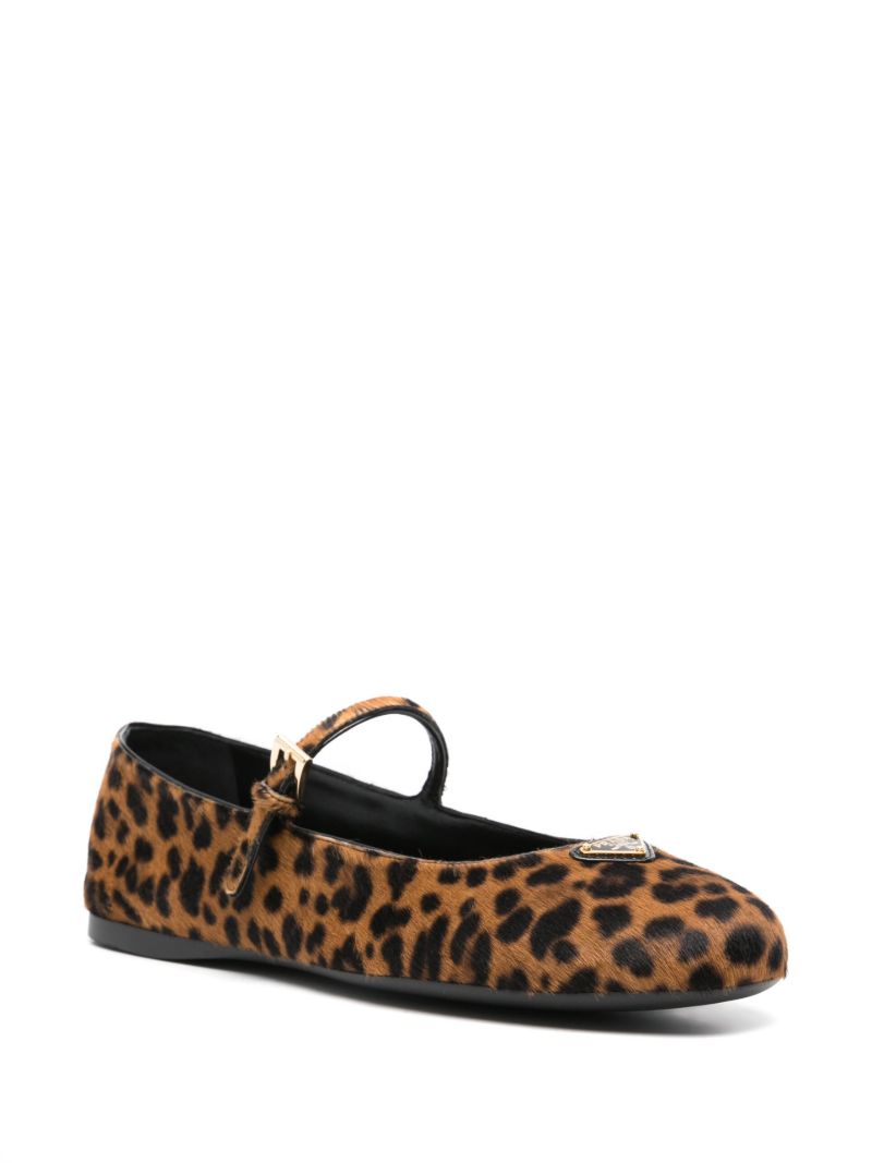 Printed Leather Ballet Pumps