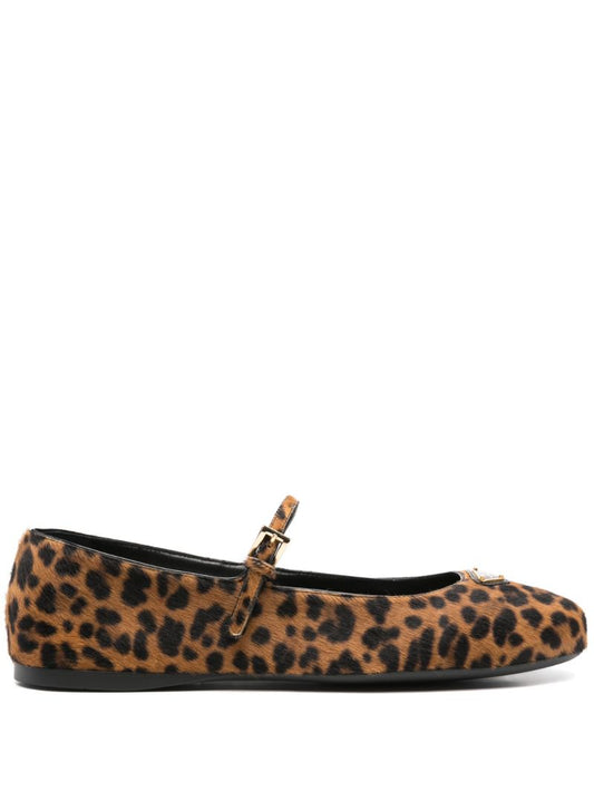 Printed Leather Ballet Pumps