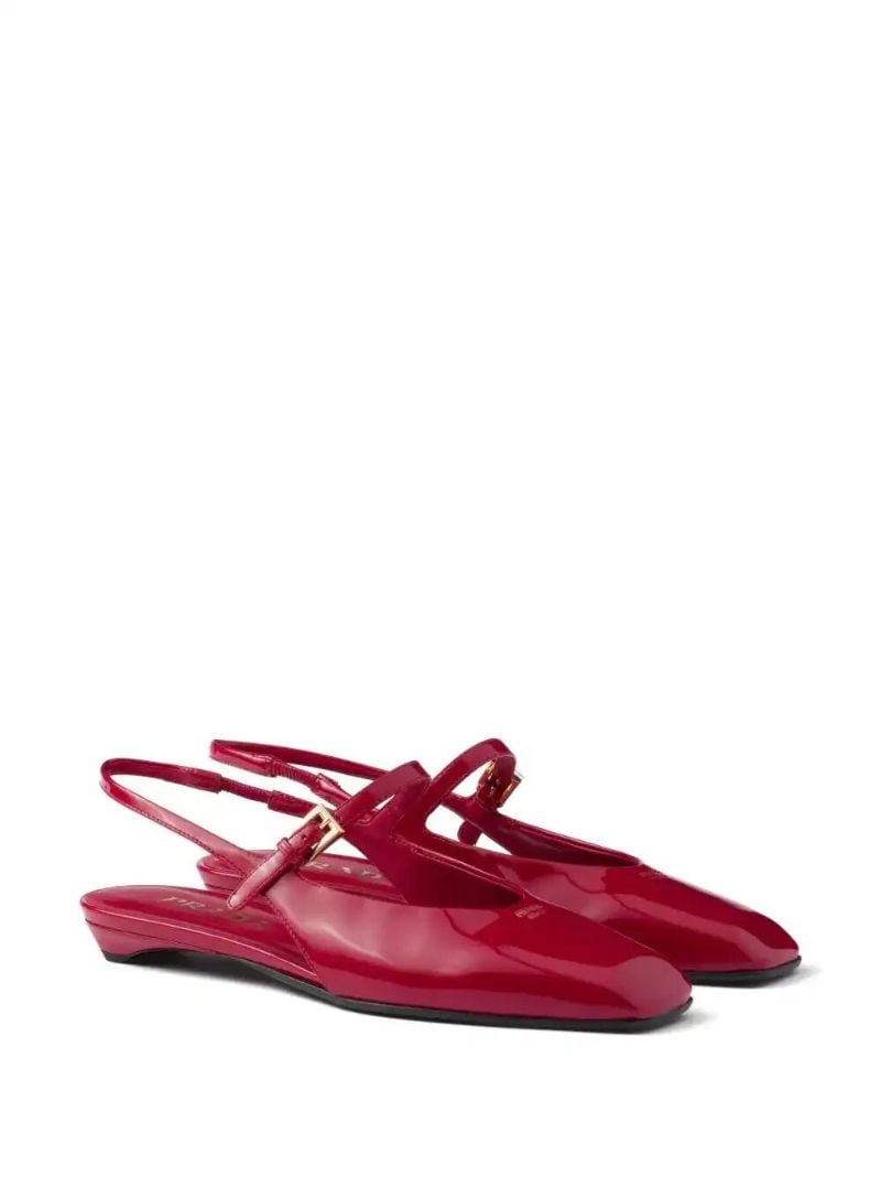 Red Leather Slingback Ballet Flats