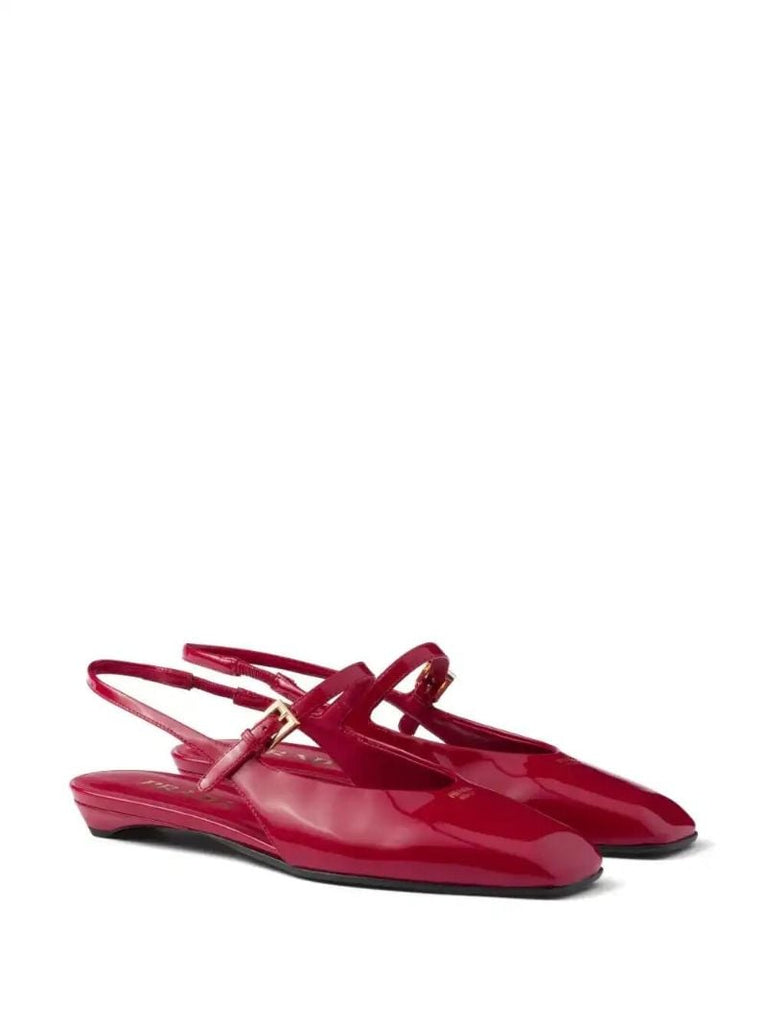 Red Leather Slingback Ballet Flats