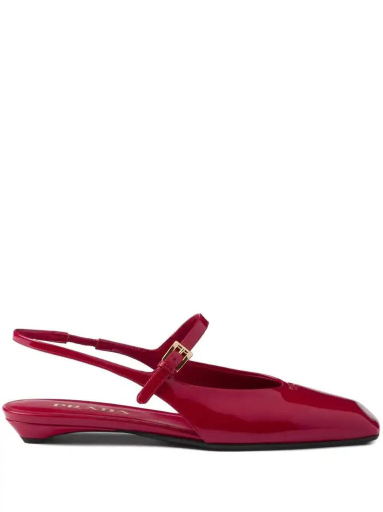 Red Leather Slingback Ballet Flats