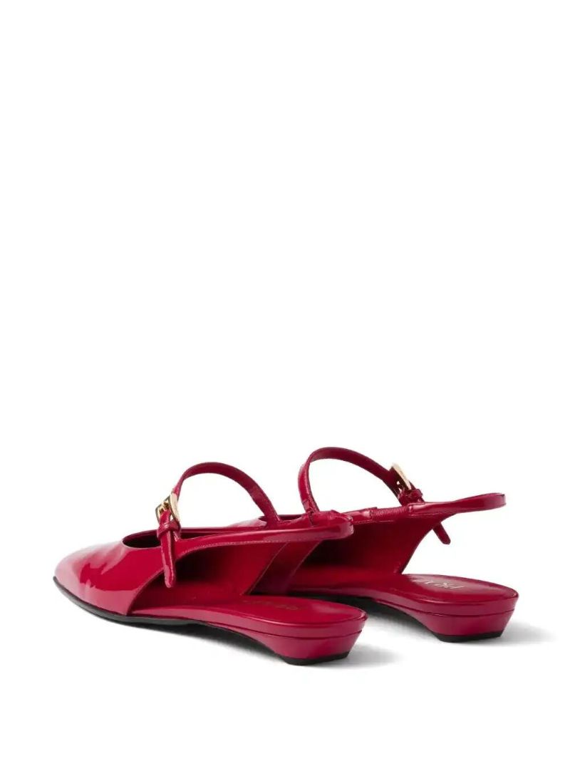 Red Leather Slingback Ballet Flats