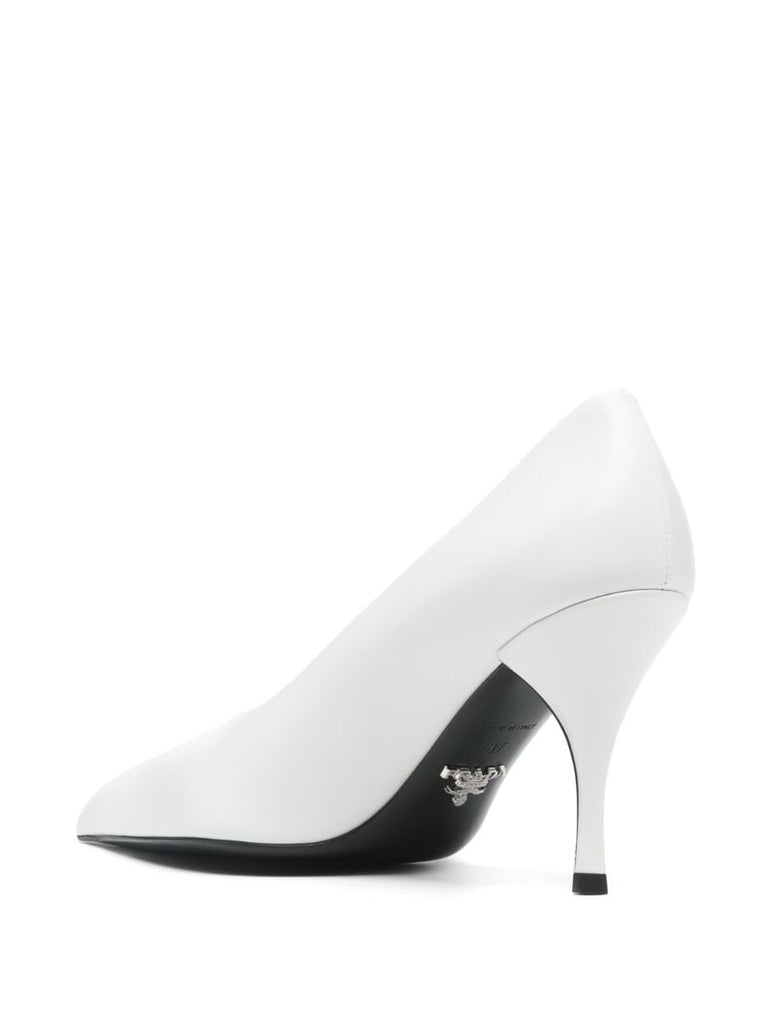 White 85 Leather Pumps