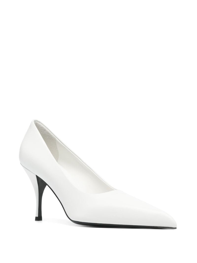 White 85 Leather Pumps