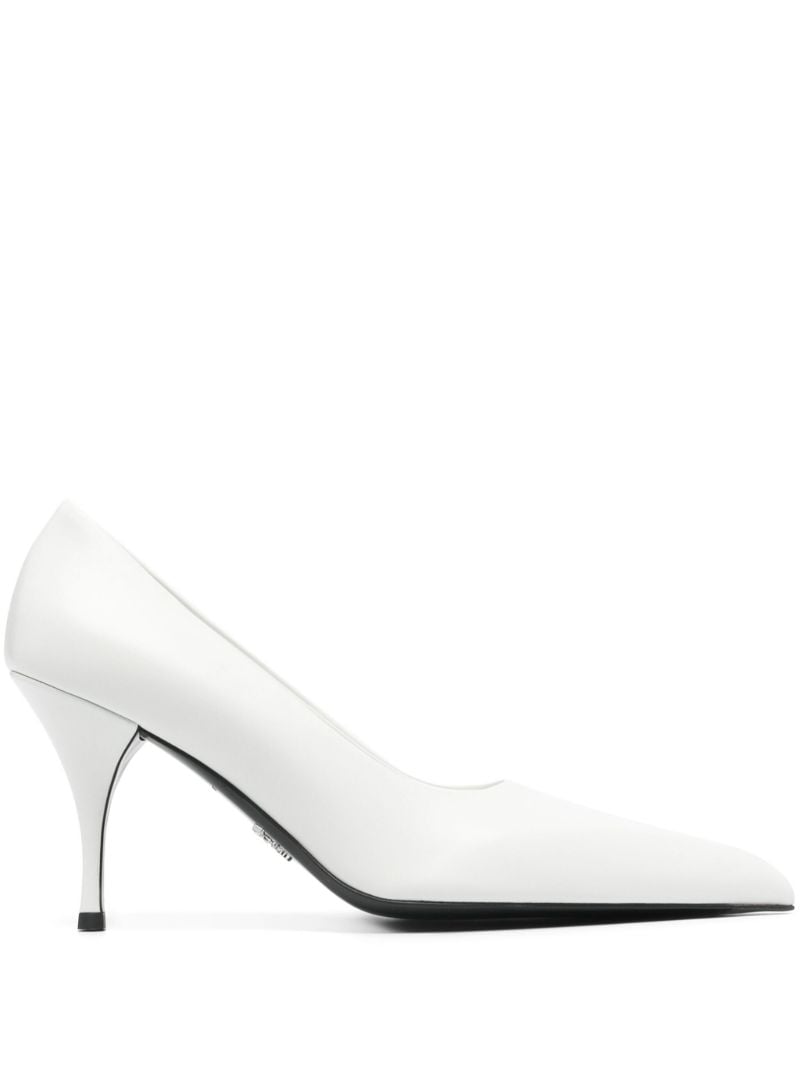 White 85 Leather Pumps